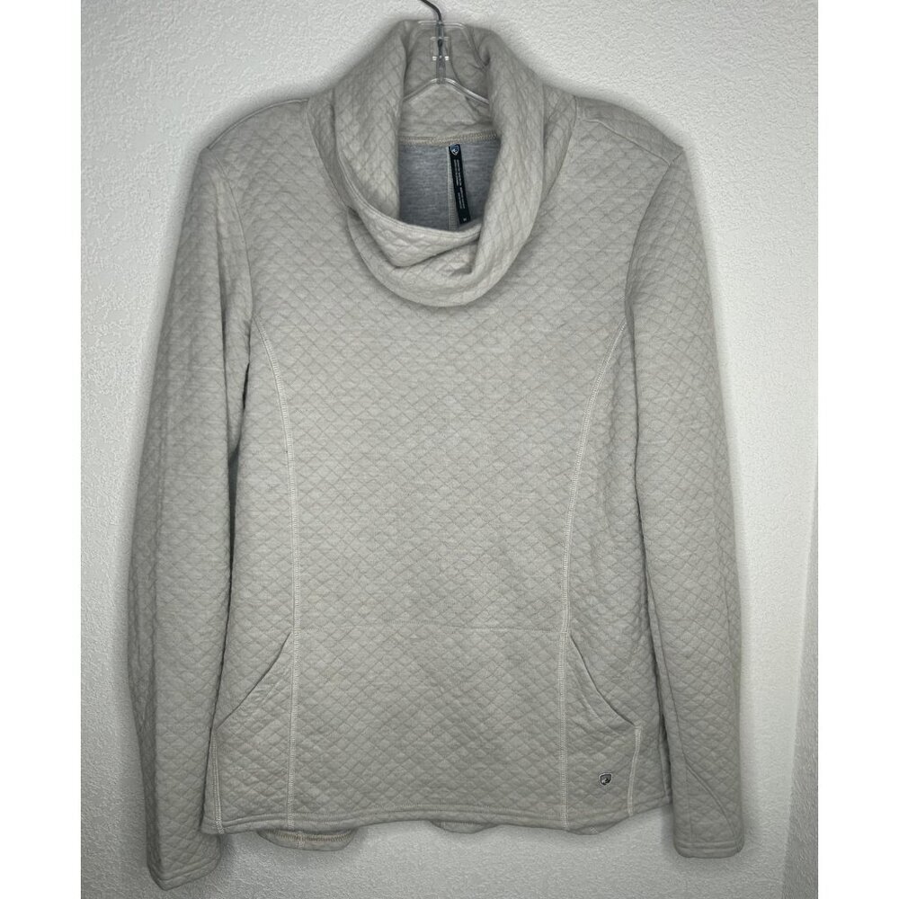 Kuhl Sweater Womens M Quilted Cowl Neck Pullover Pockets Logo Knit Lined Outdoor - Picture 1 of 13